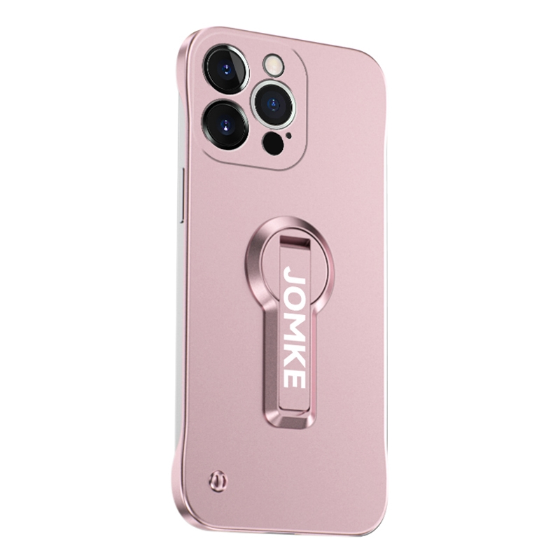 For iPhone 15 Pro Baking Varnish 360 Rotate Holder No Frame PC Phone Case(Pink) - Shopkiz.com