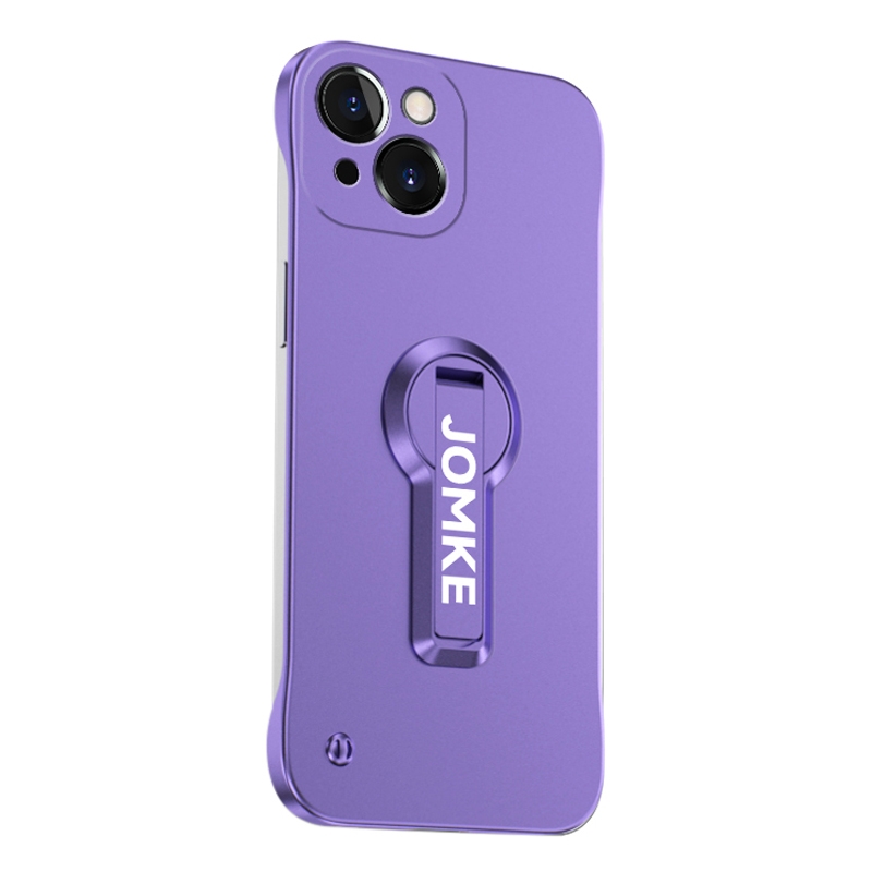 For iPhone 14 Baking Varnish 360 Rotate Holder No Frame PC Phone Case(Purple) - Shopkiz.com