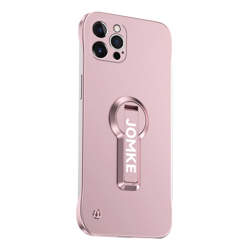 For iPhone 12 Pro Baking Varnish 360 Rotate Holder No Frame PC Phone Case(Pink) - Shopkiz.com