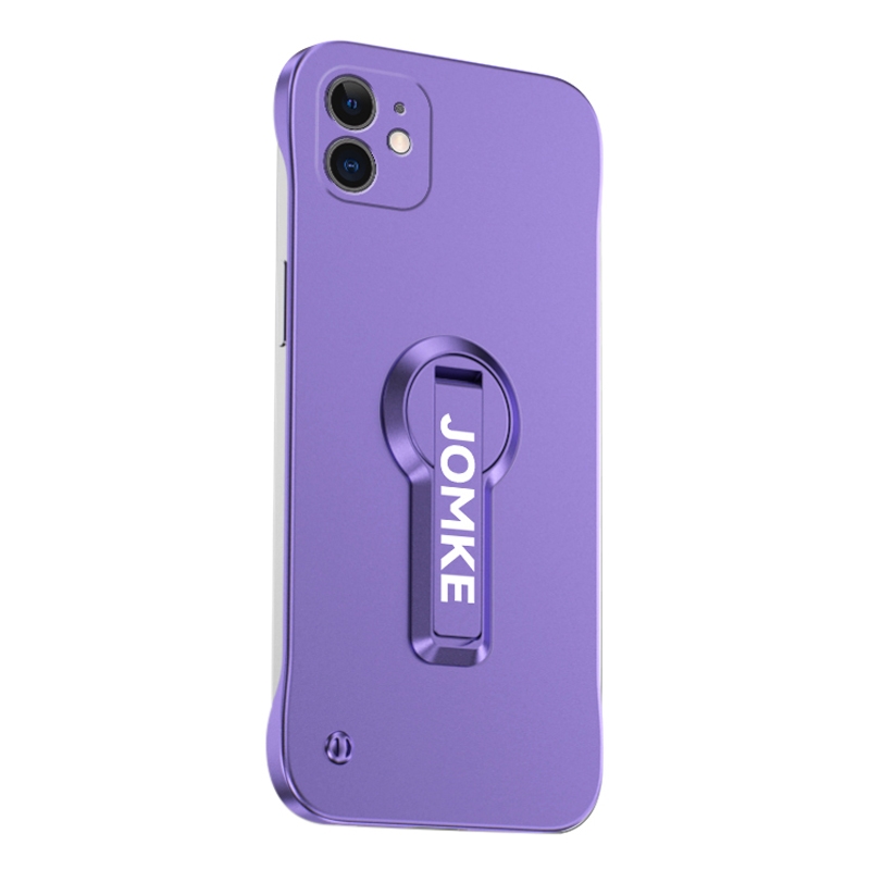 For iPhone 12 mini Baking Varnish 360 Rotate Holder No Frame PC Phone Case(Purple) - Shopkiz.com