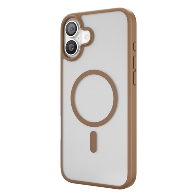 For iPhone 16 Plus TGVIS GRACE Series MagSafe Frosted Translucent Phone Case(Brown) - Shopkiz.com