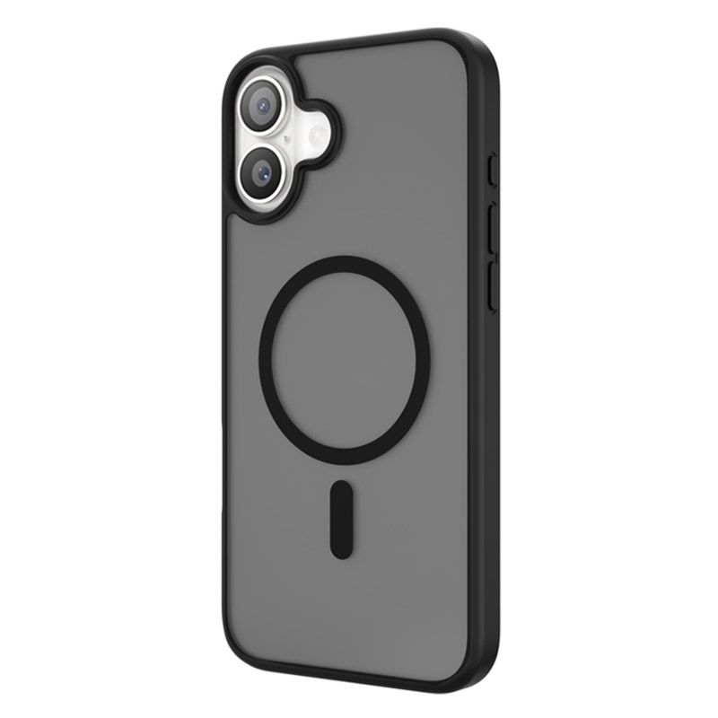 For iPhone 16 Plus TGVIS GRACE Series MagSafe Frosted Translucent Phone Case(Black) - Shopkiz.com