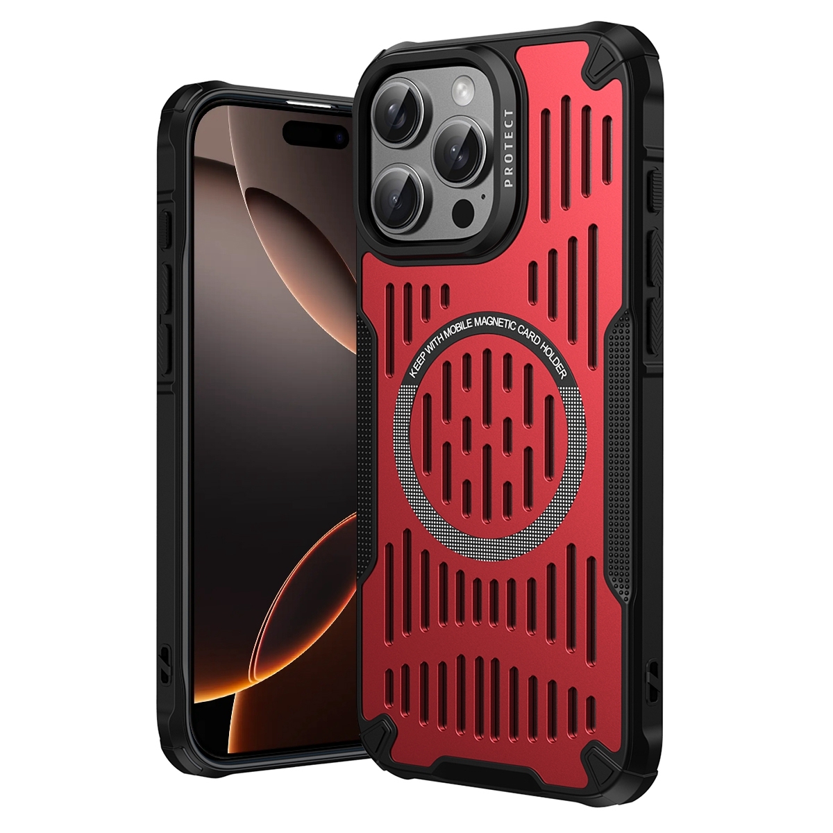 For iPhone 16 Pro Ice Front Cooling MagSafe Magnetic Phone Case(Red) - Shopkiz.com