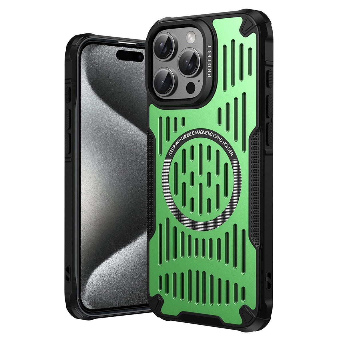 For iPhone 15 Pro Max Ice Front Cooling MagSafe Magnetic Phone Case(Green) - Shopkiz.com