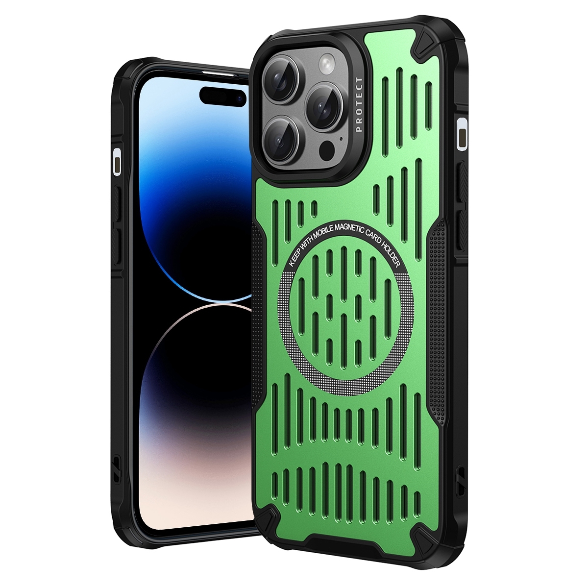 For iPhone 14 Pro Max Ice Front Cooling MagSafe Magnetic Phone Case(Green) - Shopkiz.com