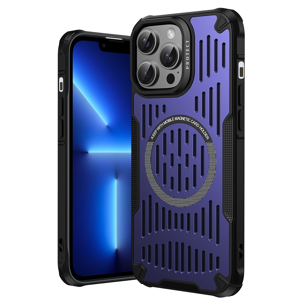 For iPhone 13 Pro Ice Front Cooling MagSafe Magnetic Phone Case(Purple) - Shopkiz.com
