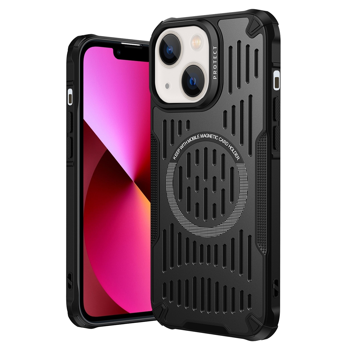 For iPhone 13 Ice Front Cooling MagSafe Magnetic Phone Case(Black) - Shopkiz.com