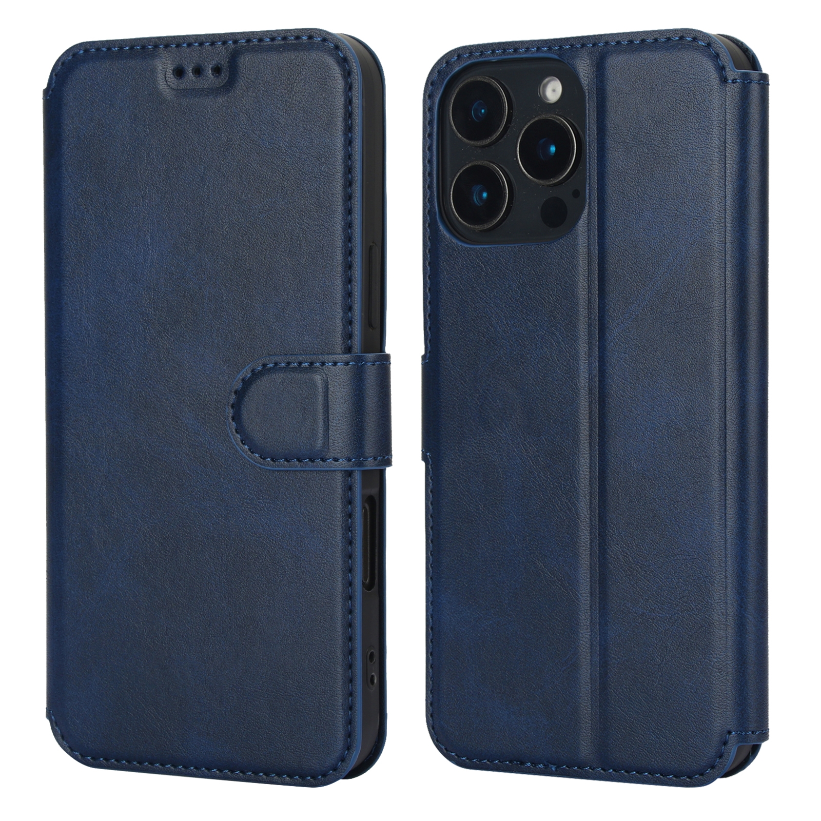 For iPhone 16 Pro Shockproof PU + TPU Leather Phone Case(Blue) - Shopkiz.com