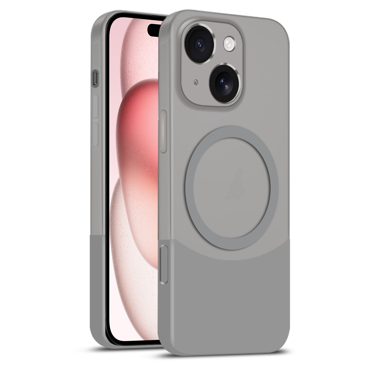 For iPhone 15 Dual Color Stitching MagSafe Magnetic PC Phone Case(Grey) - Shopkiz.com