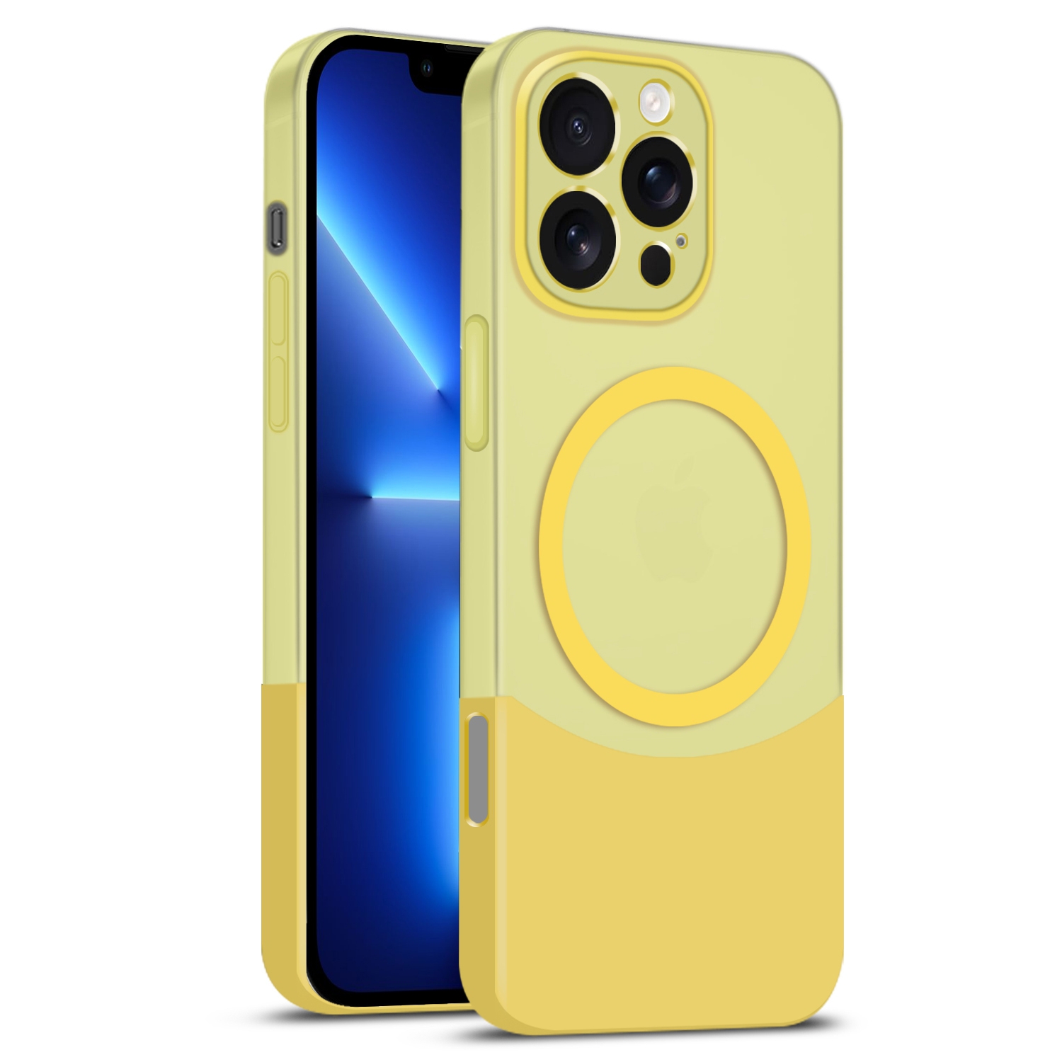 For iPhone 13 Pro Dual Color Stitching MagSafe Magnetic PC Phone Case(Yellow) - Shopkiz.com