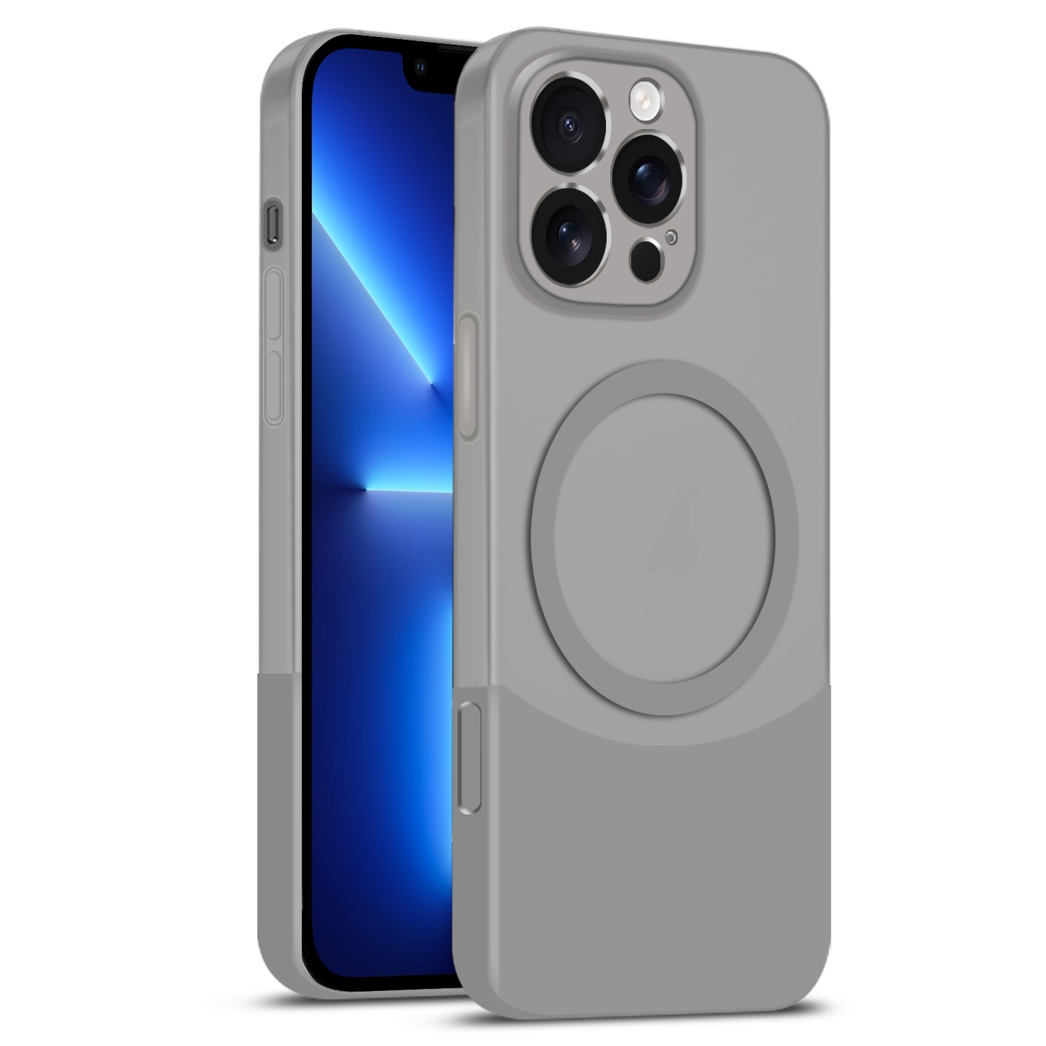 For iPhone 13 Pro Dual Color Stitching MagSafe Magnetic PC Phone Case(Grey) - Shopkiz.com