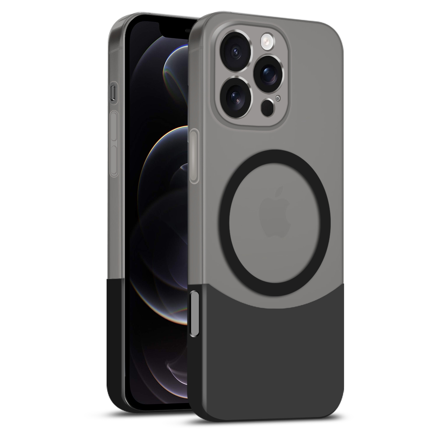 For iPhone 12 Pro Dual Color Stitching MagSafe Magnetic PC Phone Case(Black) - Shopkiz.com