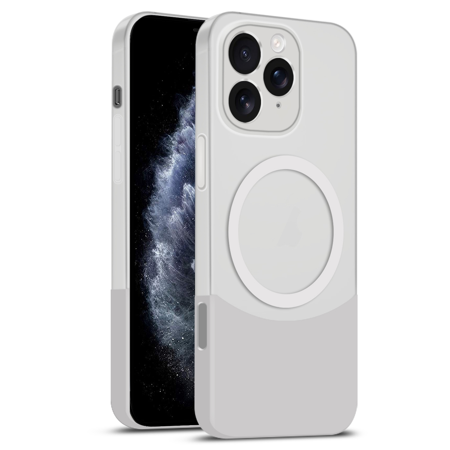 For iPhone 11 Pro Max Dual Color Stitching MagSafe Magnetic PC Phone Case(White) - Shopkiz.com