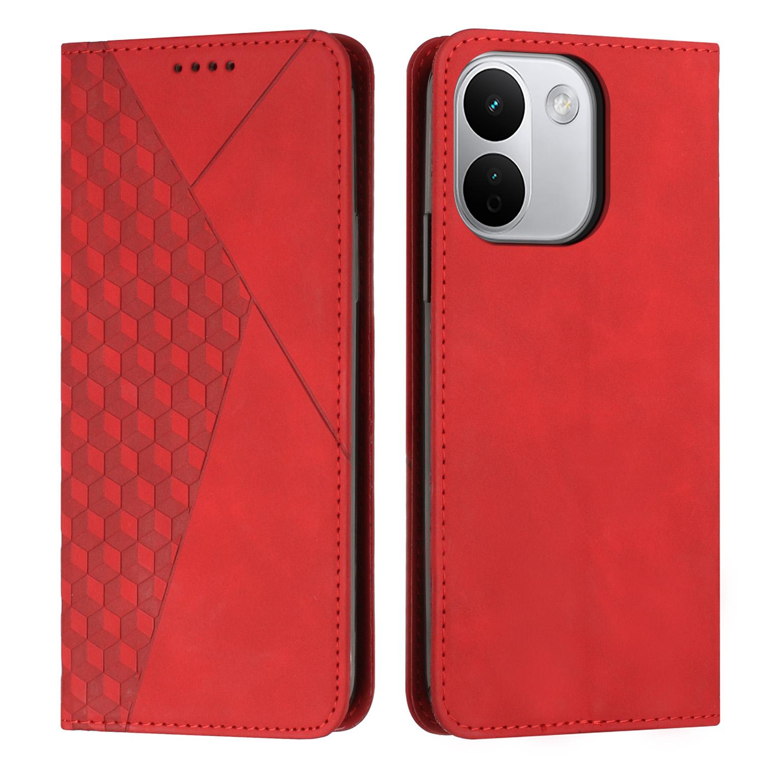 For Redmi Note 17 Pro+ 5G Global 163mm Diamond Splicing Skin Feel Magnetic Leather Phone Case(Red) - Shopkiz.com