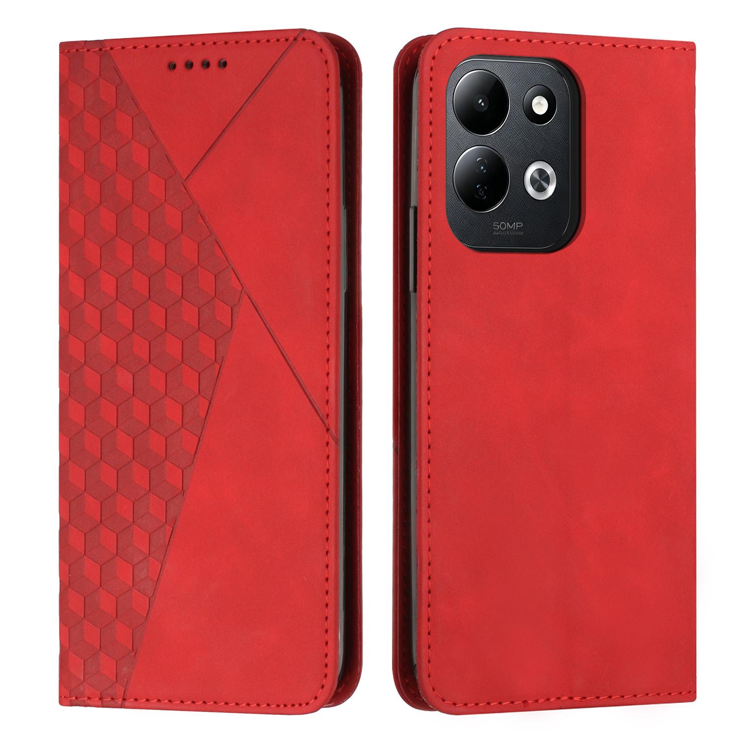 For Redmi 17 5G / 4G Global 170mm Diamond Splicing Skin Feel Magnetic Leather Phone Case(Red) - Shopkiz.com