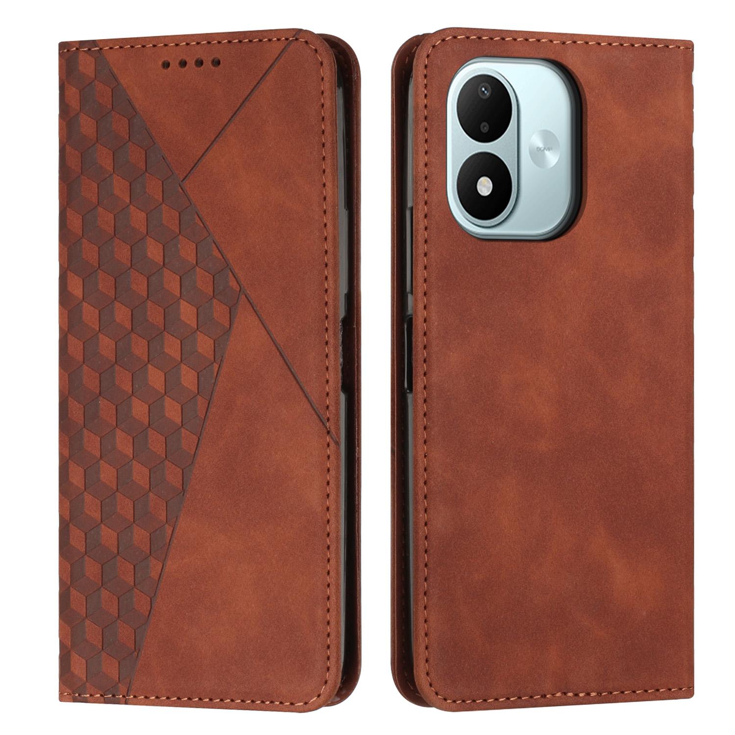 For Redmi Note 17 4G Global 171mm Diamond Splicing Skin Feel Magnetic Leather Phone Case(Brown) - Shopkiz.com