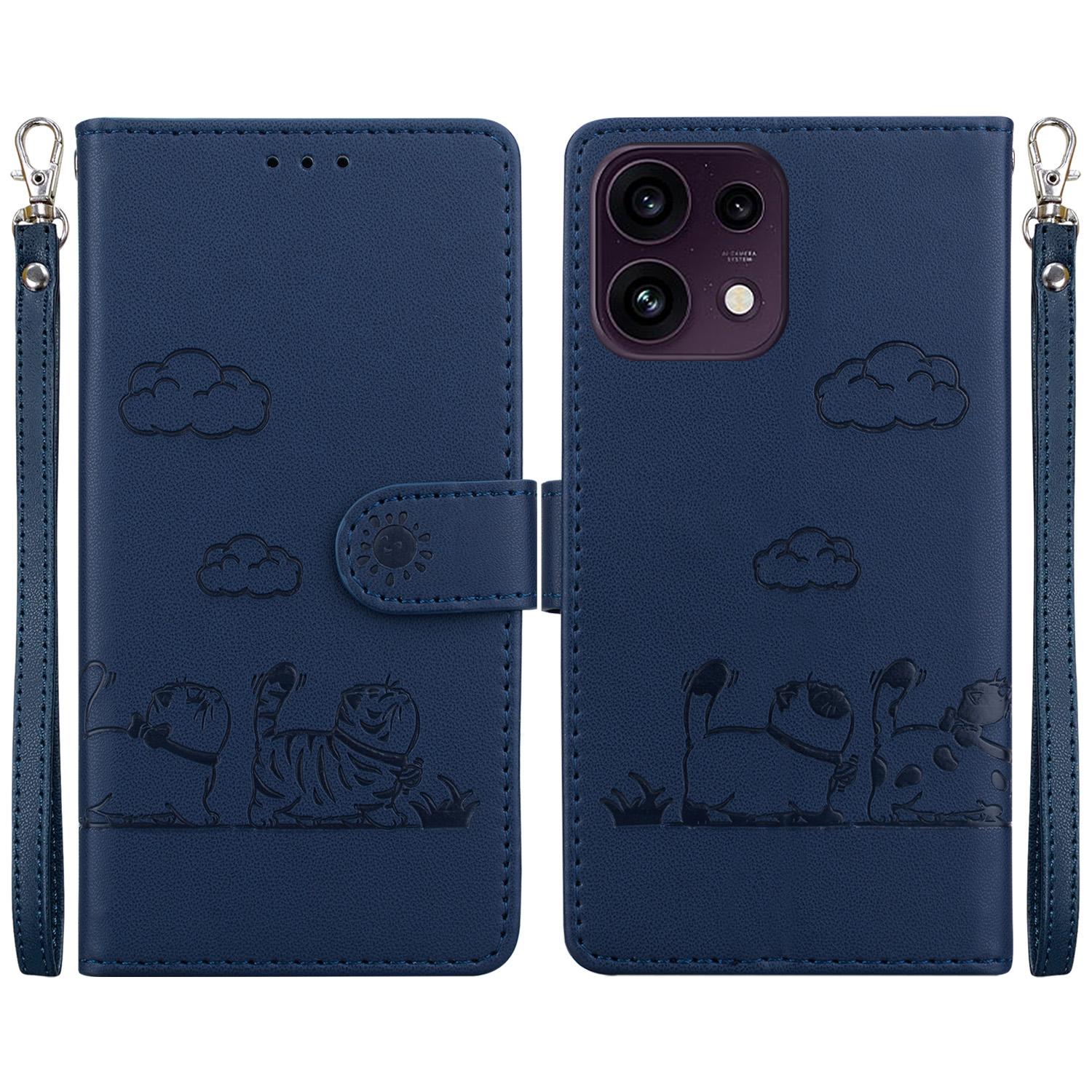 For OPPO Reno16 F 5G / Reno16 FS 5G Cute Cats RFID Leather Phone Case(Blue) - Shopkiz.com