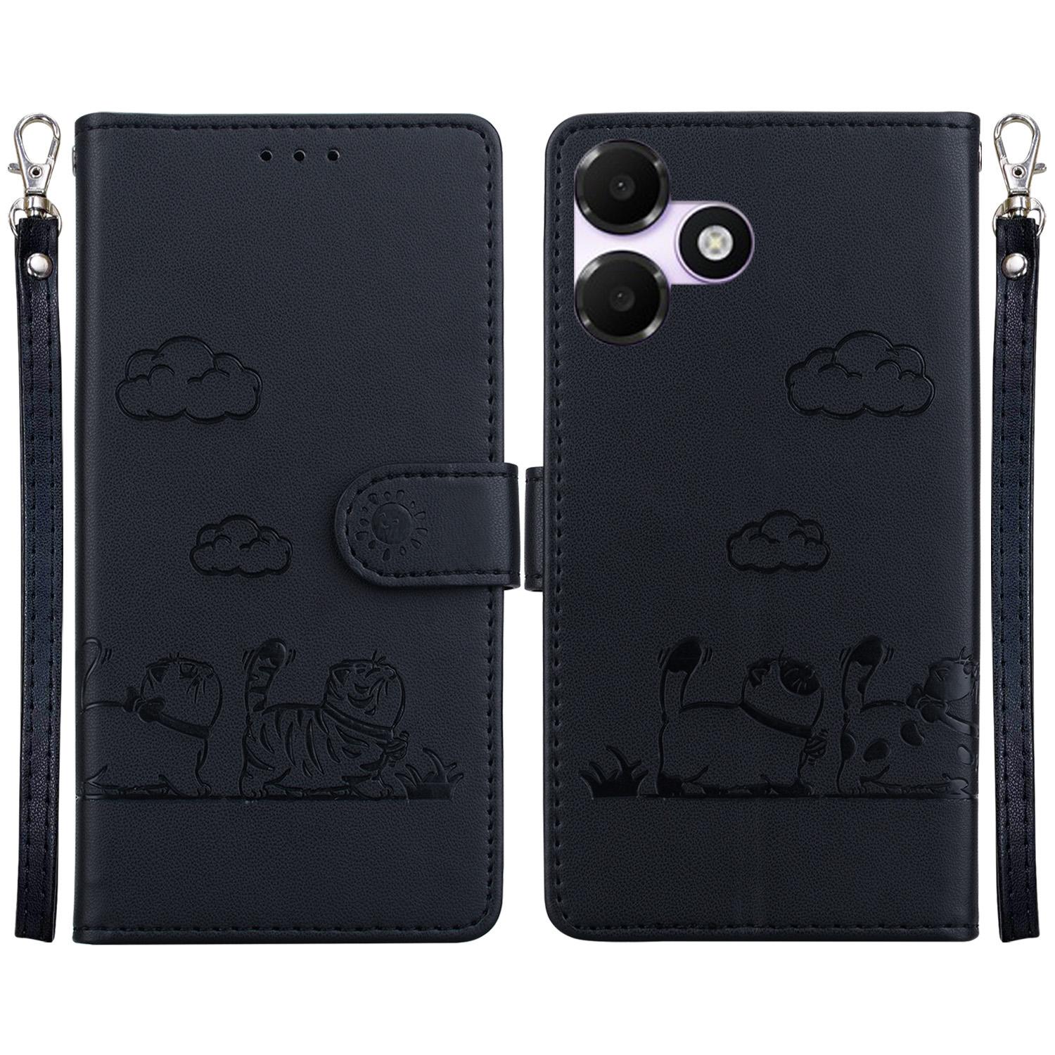 For OPPO A6c 4G Cute Cats RFID Leather Phone Case(Black) - Shopkiz.com