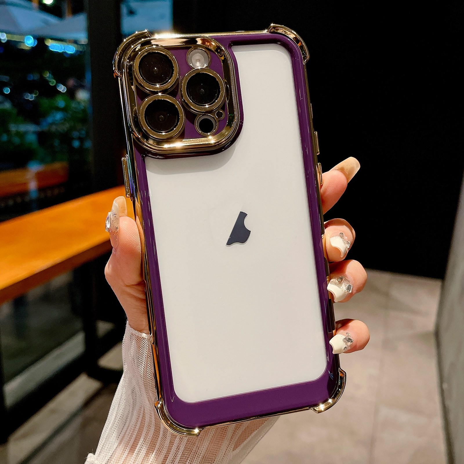For iPhone 15 Pro Max Dual-color Plating Space PC Hybrid TPU Phone Case(Purple) - Shopkiz.com