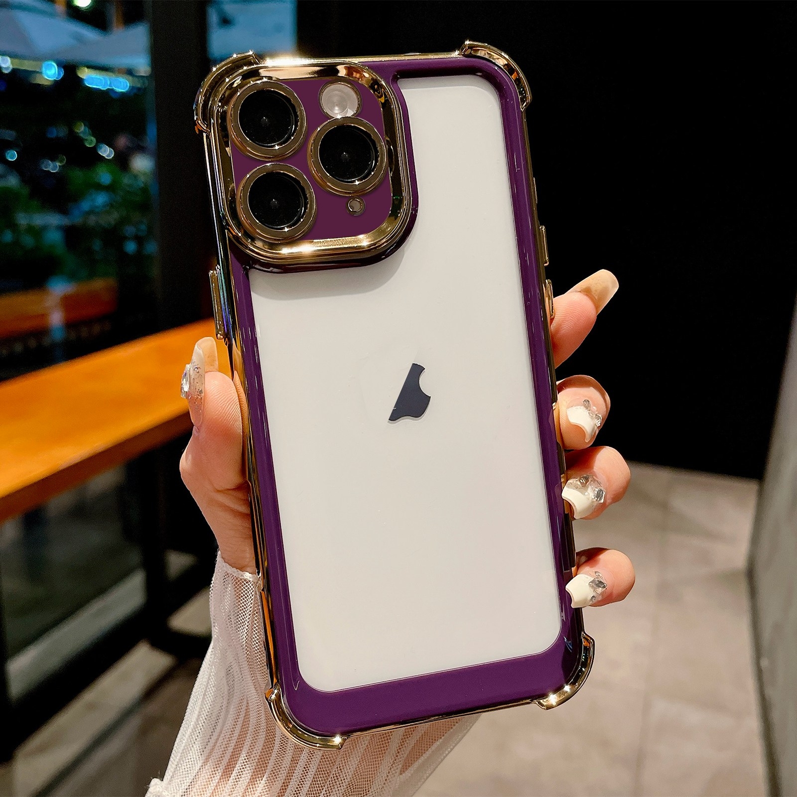 For iPhone 11 Pro Dual-color Plating Space PC Hybrid TPU Phone Case(Purple) - Shopkiz.com