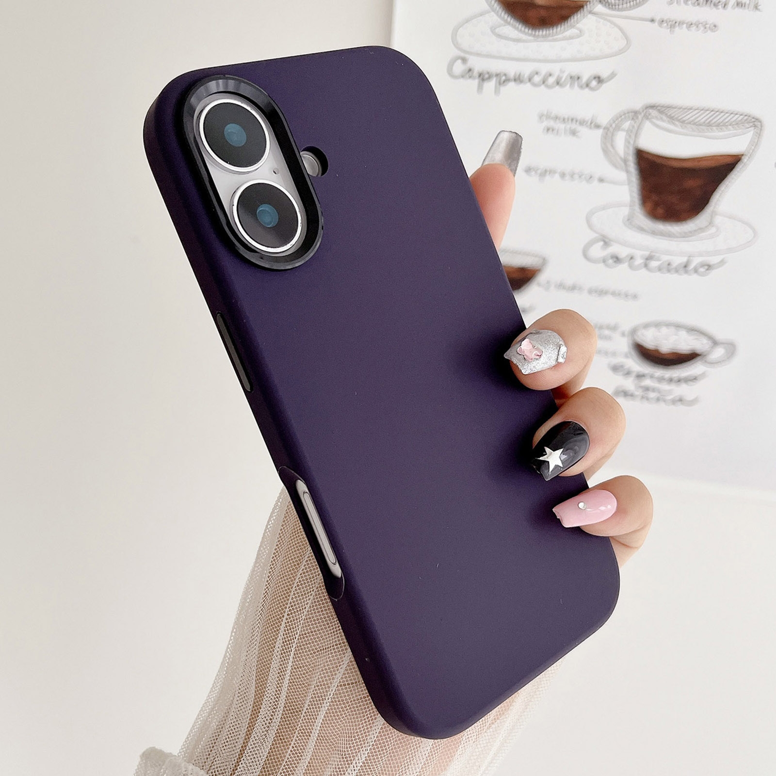 For iPhone 16 Metal Liquid Silicone Skin Feel Phone Case(Dark Purple) - Shopkiz.com