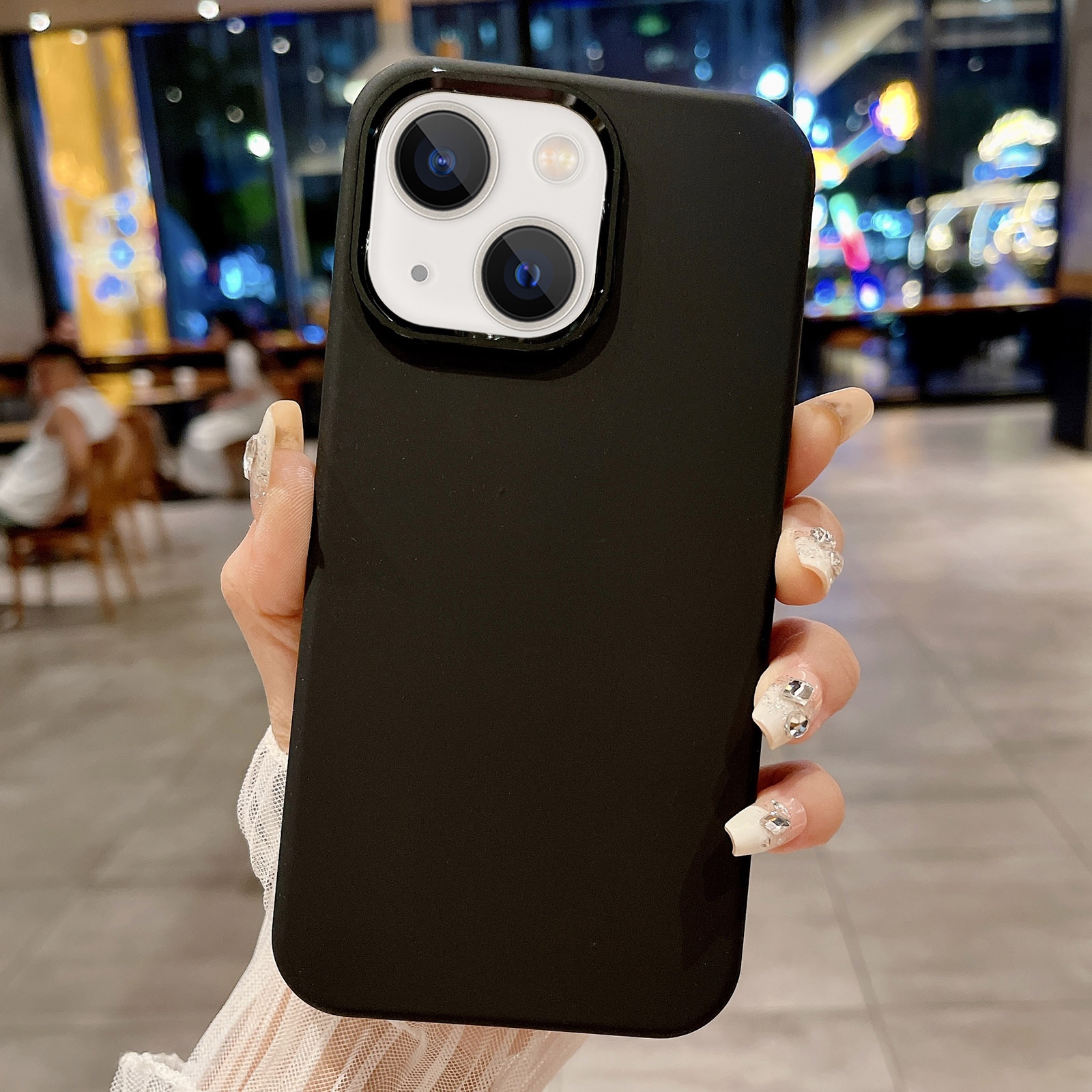 For iPhone 15 Metal Liquid Silicone Skin Feel Phone Case(Black) - Shopkiz.com