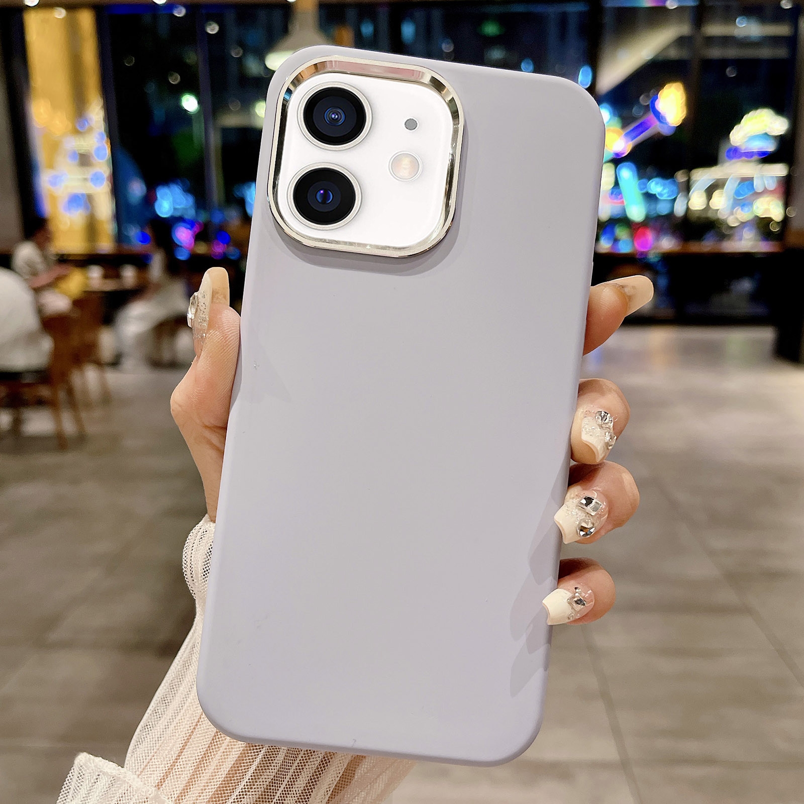 For iPhone 12 Metal Liquid Silicone Skin Feel Phone Case(Sierra Blue) - Shopkiz.com