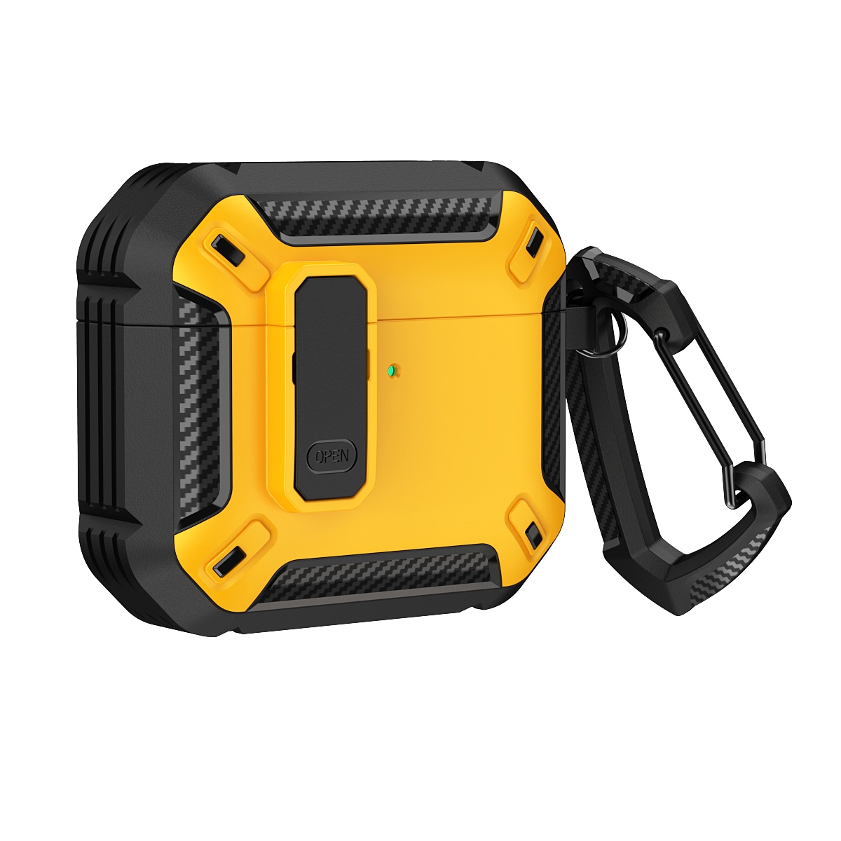 For AirPods 4 Shield Shockproof Earphone Protective Case with Hook(Black Yellow) - Shopkiz.com