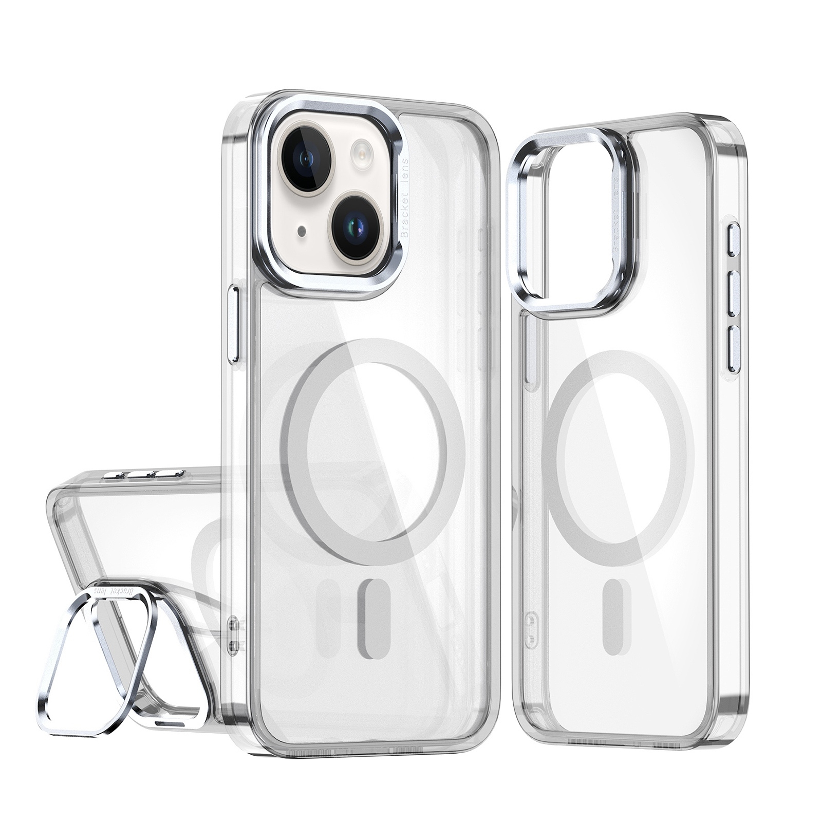 For iPhone 14 / 13 Acrylic Camera Holder MagSafe Magnetic Phone Case(White) - Shopkiz.com