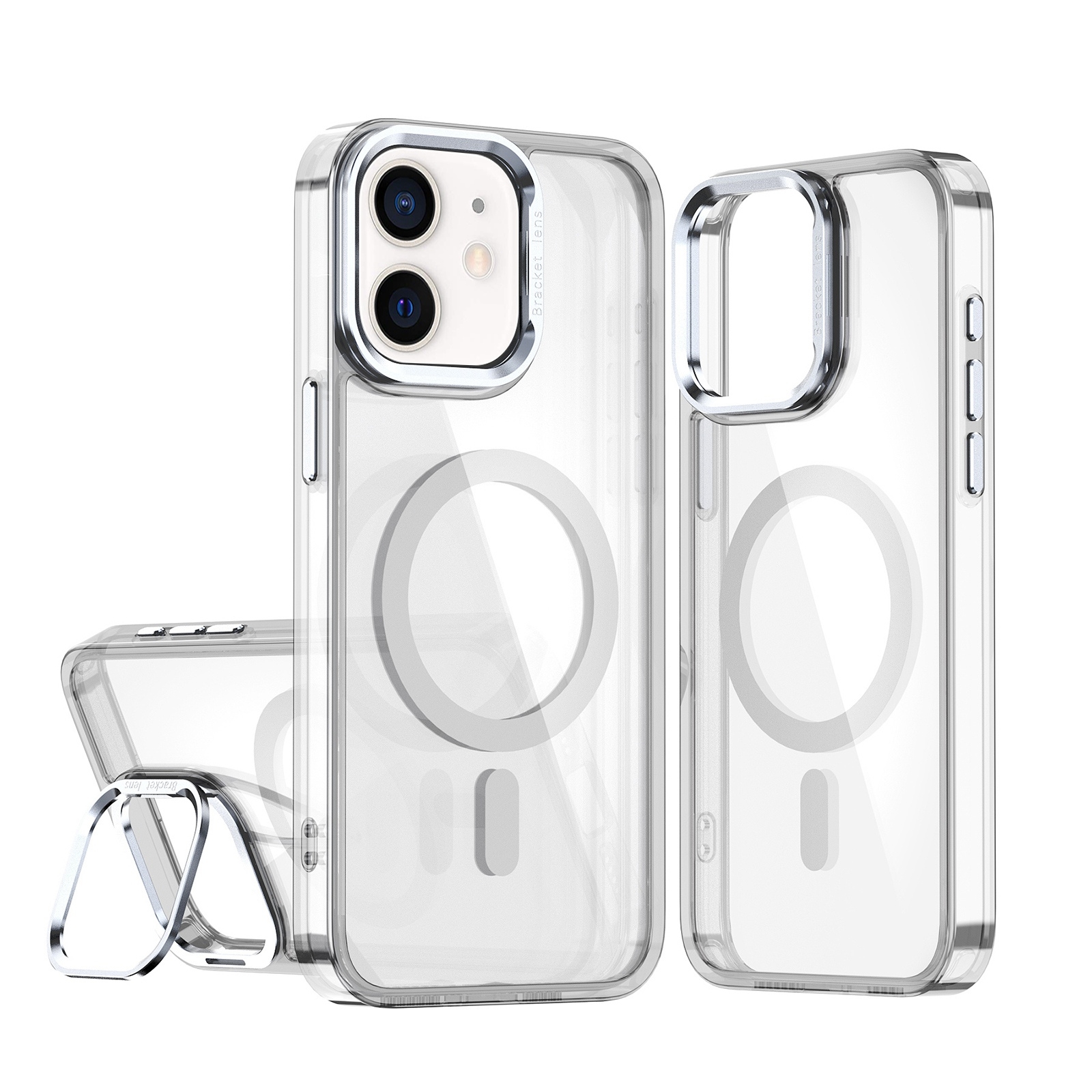For iPhone 11 Acrylic Camera Holder MagSafe Magnetic Phone Case(White) - Shopkiz.com