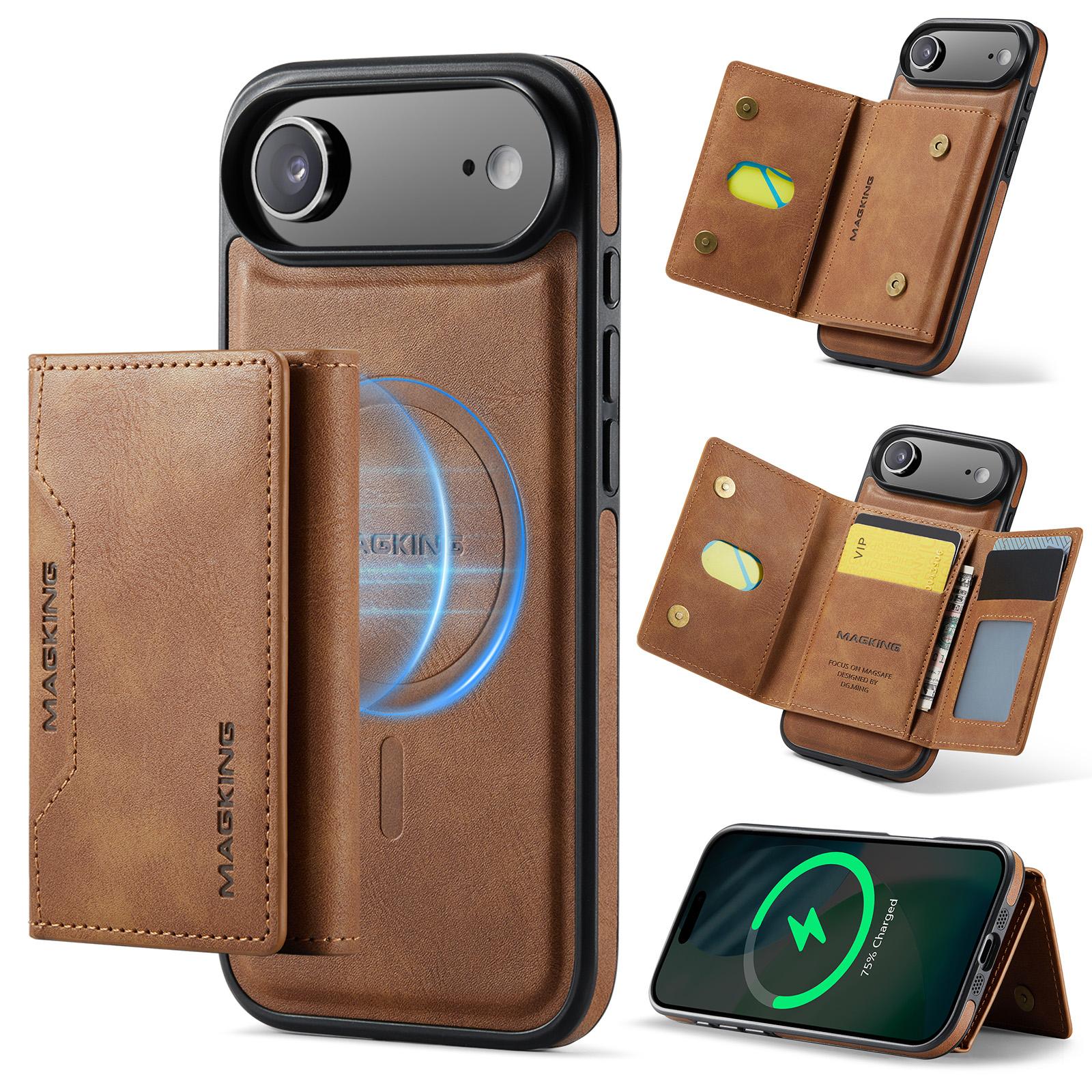 For iPhone Air MAGKING K2 Series MagSafe RFID Card Bag Detachable Phone Case(Brown) - Shopkiz.com