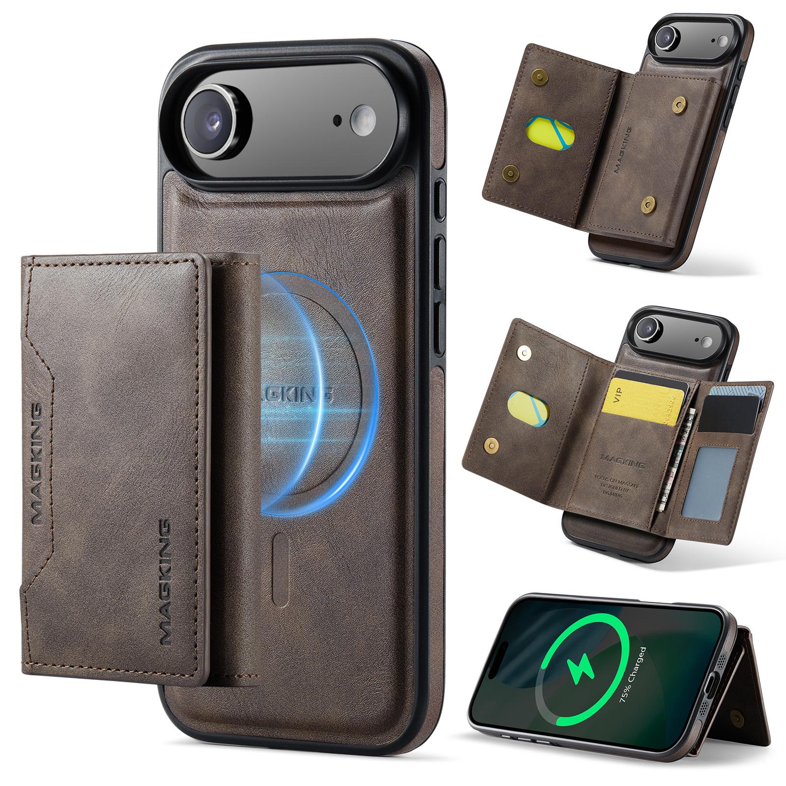 For iPhone Air MAGKING K2 Series MagSafe RFID Card Bag Detachable Phone Case(Coffee) - Shopkiz.com