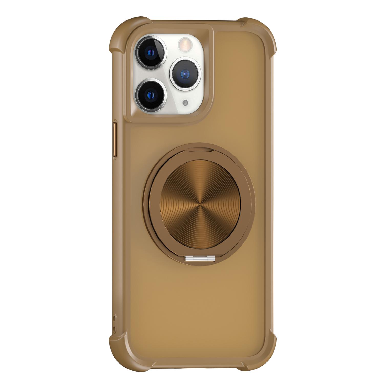 For iPhone 11 Pro CD Texture 360 Degree Rotating Holder MagSafe Phone Case(Desert Gold) - Shopkiz.com