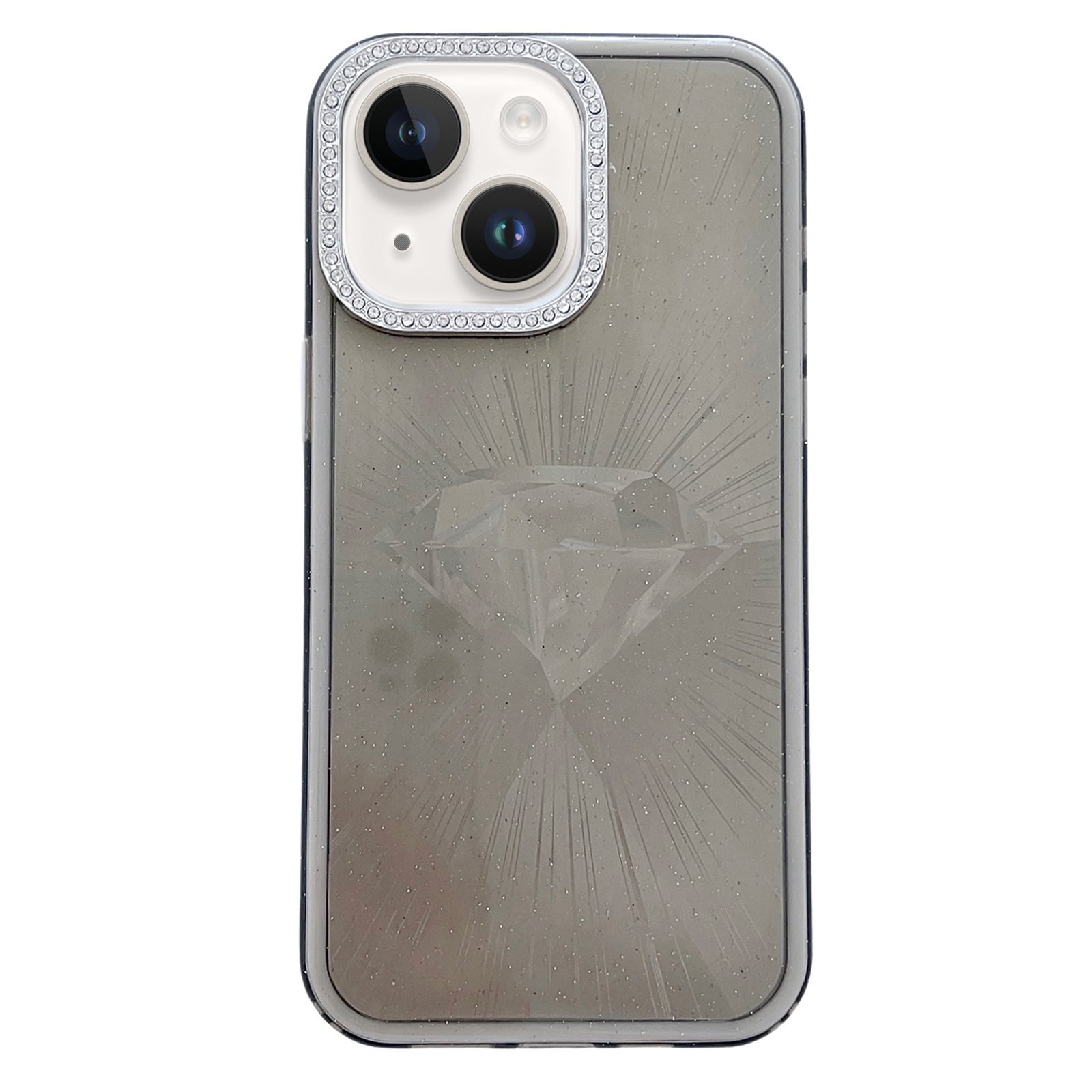 For iPhone 13 Diamond Texture TPU Hybrid PC IMD Phone Case(Black) - Shopkiz.com