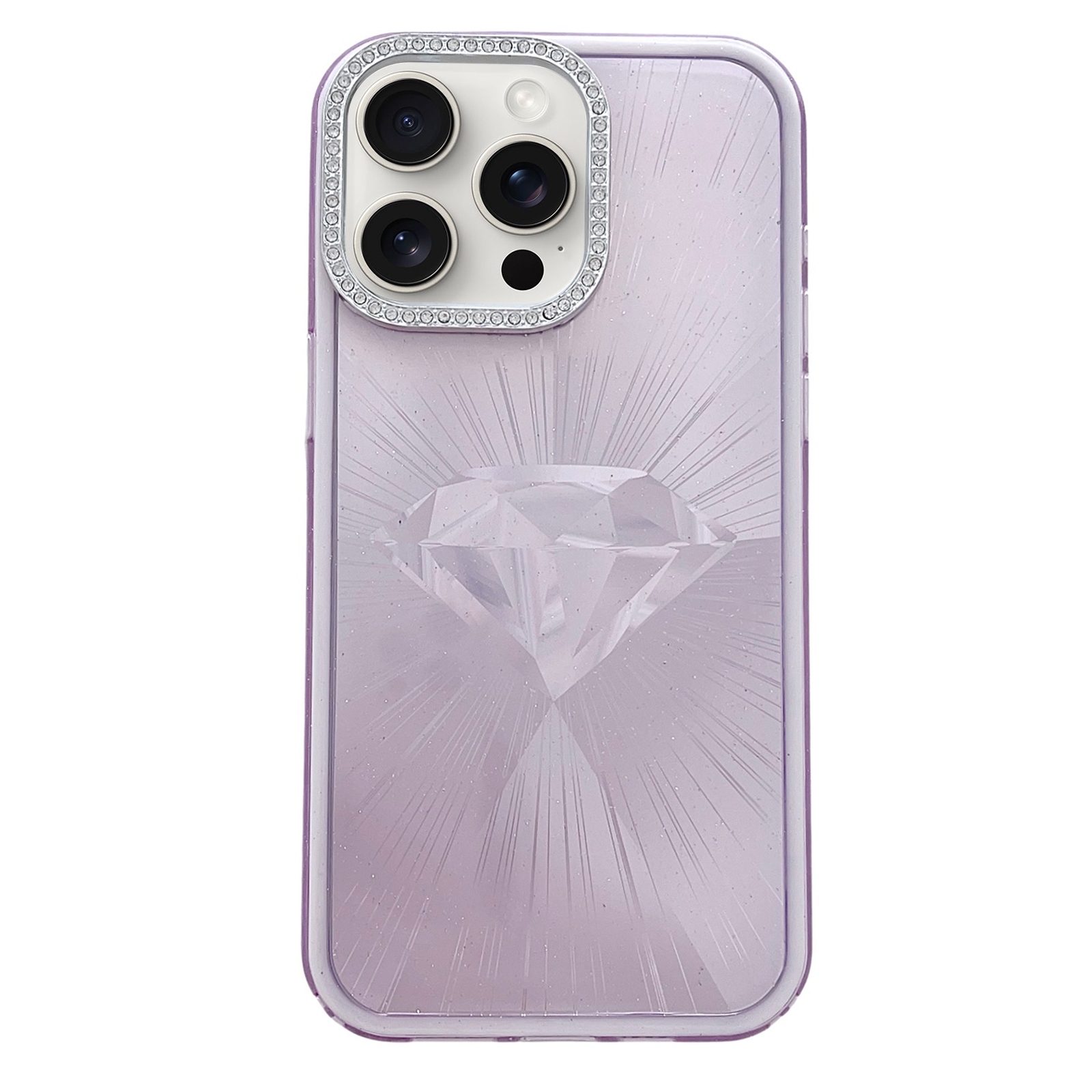 For iPhone 13 Pro Max Diamond Texture TPU Hybrid PC IMD Phone Case(Purple) - Shopkiz.com