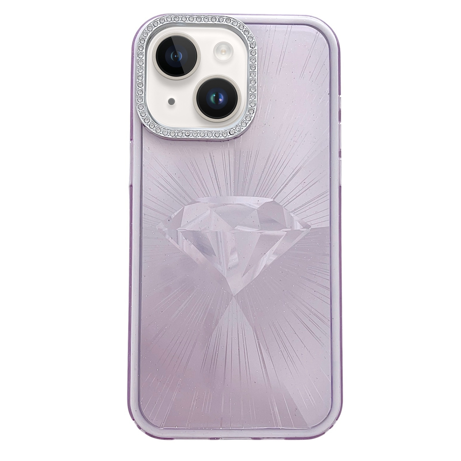 For iPhone 14 Diamond Texture TPU Hybrid PC IMD Phone Case(Purple) - Shopkiz.com