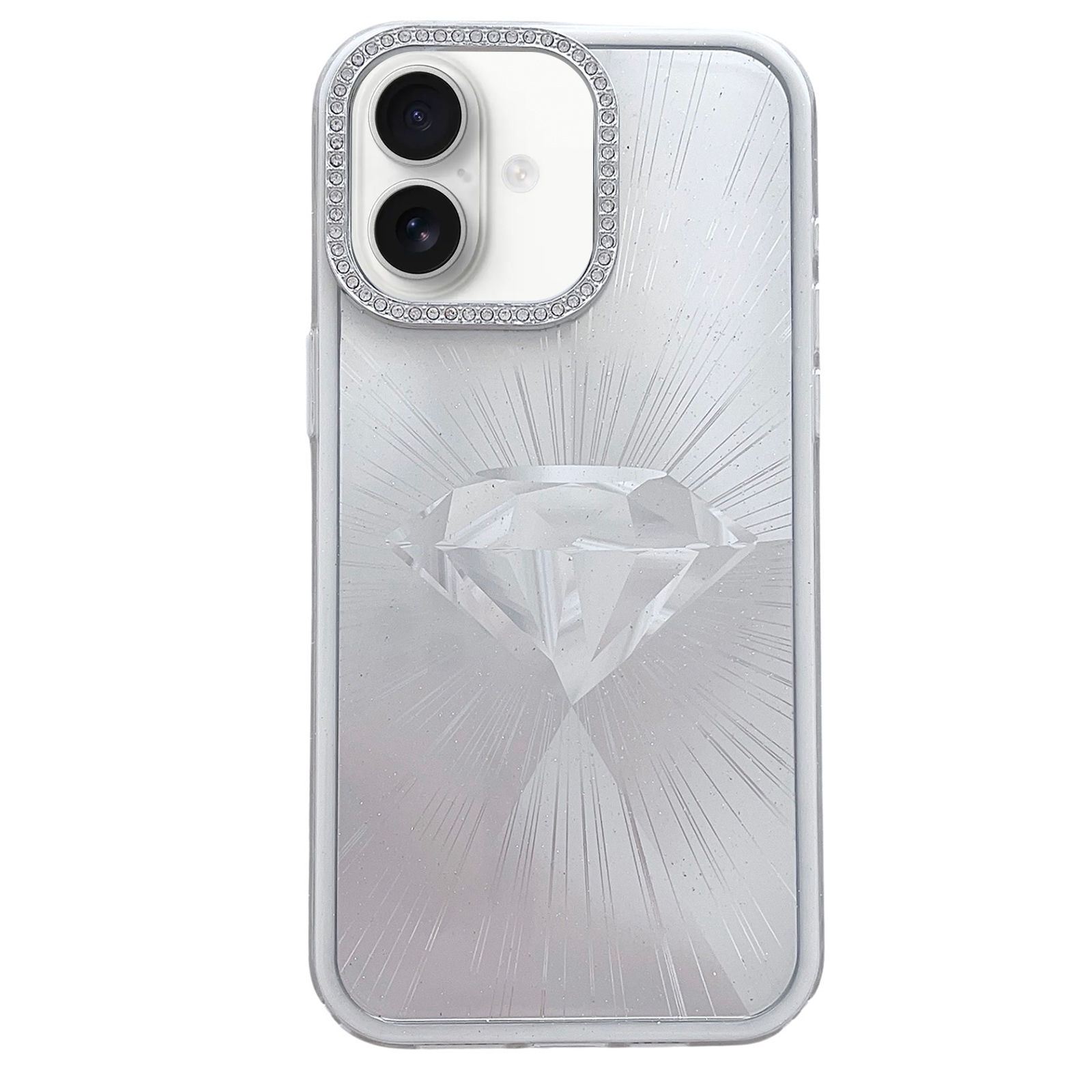 For iPhone 16 Diamond Texture TPU Hybrid PC IMD Phone Case(White) - Shopkiz.com