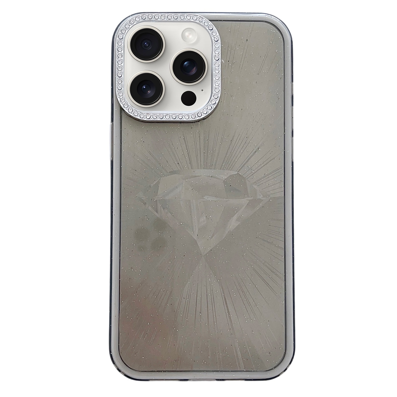 For iPhone 16 Pro Max Diamond Texture TPU Hybrid PC IMD Phone Case(Black) - Shopkiz.com