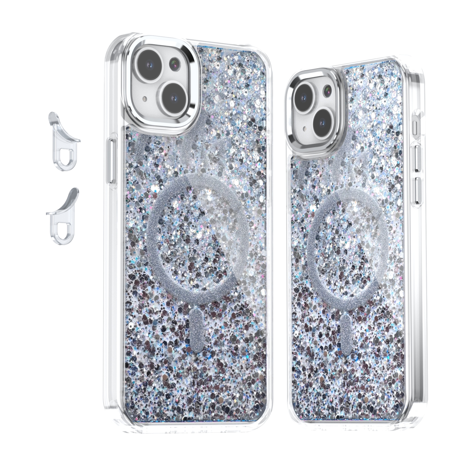 For iPhone 15 Plus Epoxy Glitter MagSafe Magnetic TPU Phone Case(White) - Shopkiz.com