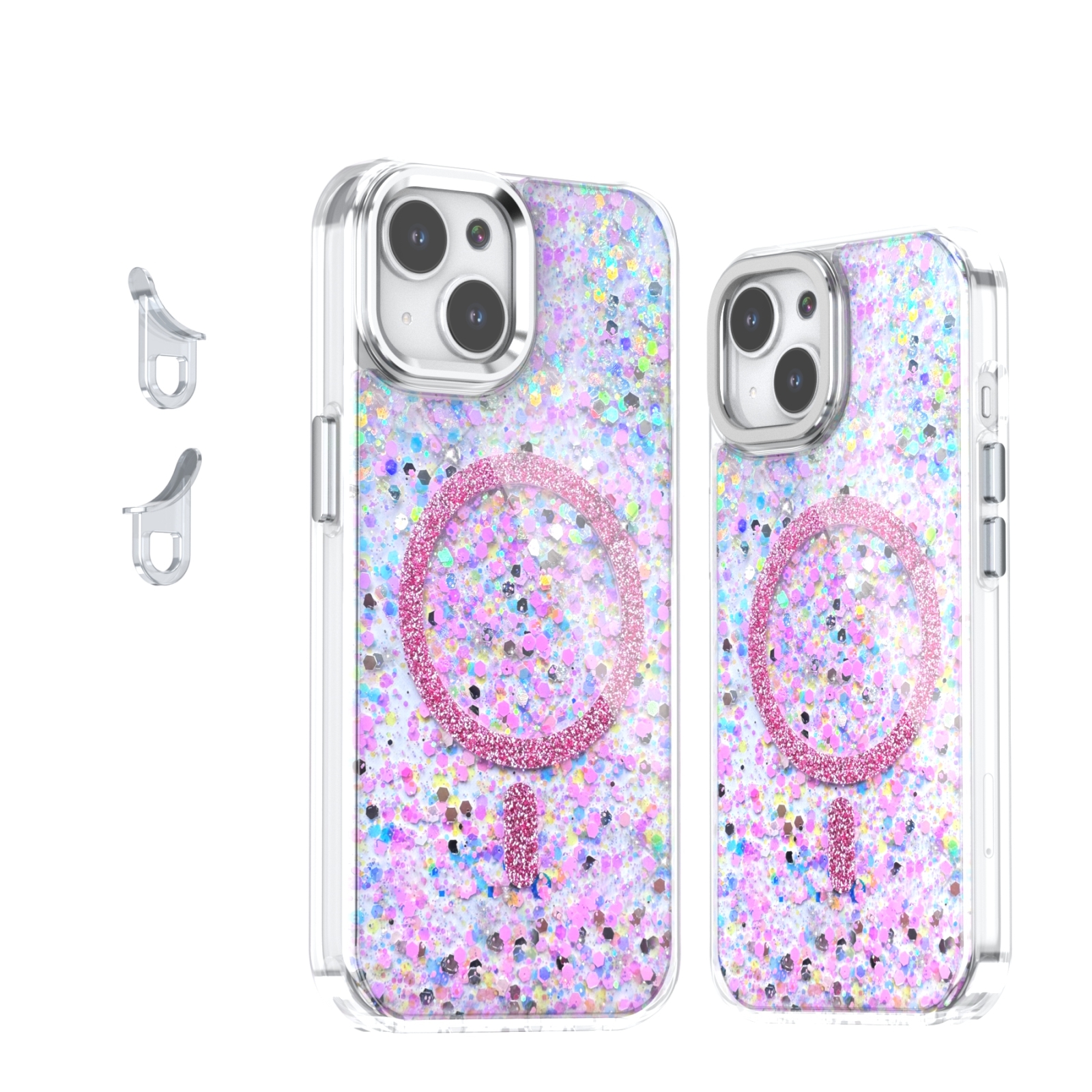 For iPhone 15 Epoxy Glitter MagSafe Magnetic TPU Phone Case(Pink) - Shopkiz.com