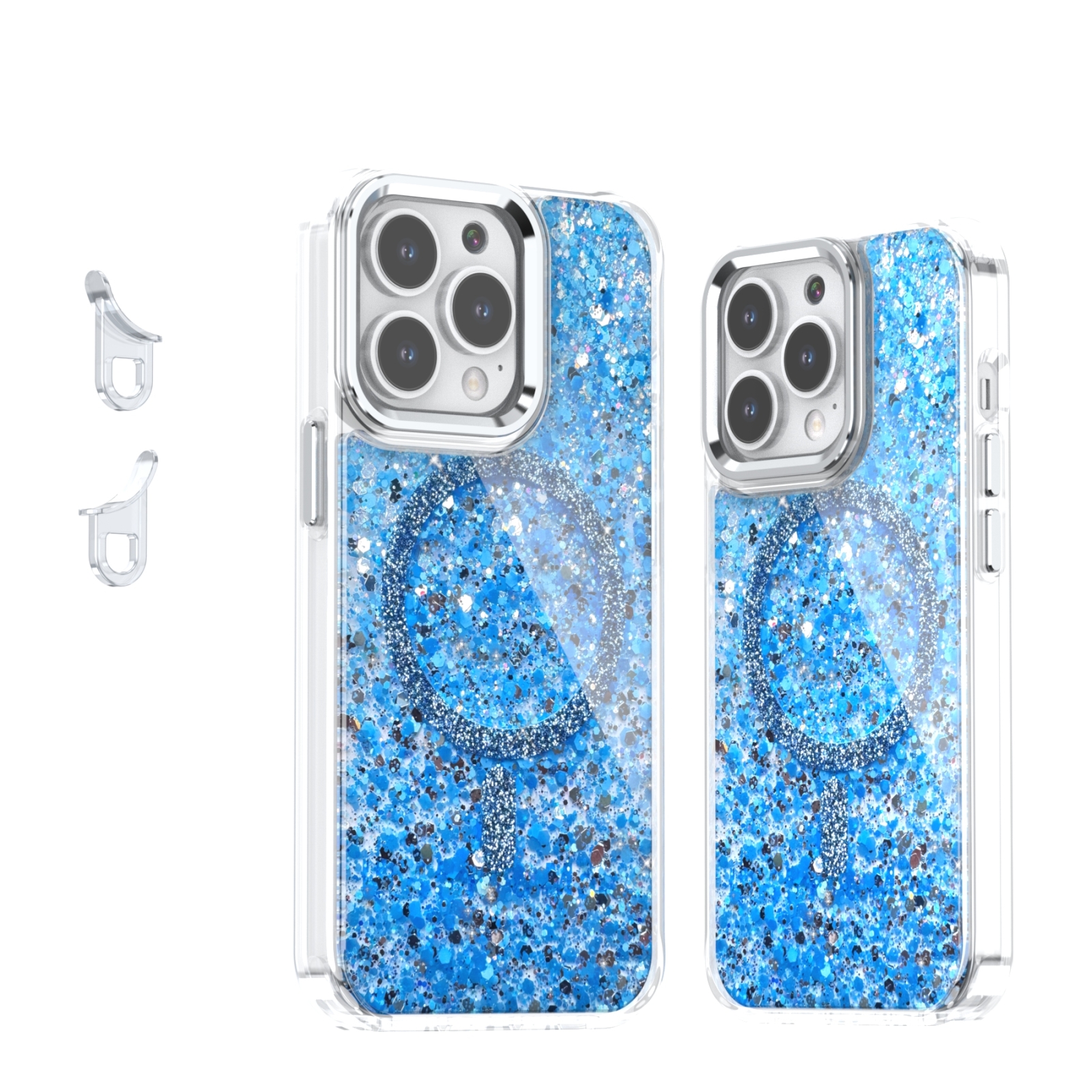 For iPhone 13 Pro Epoxy Glitter MagSafe Magnetic TPU Phone Case(Blue) - Shopkiz.com