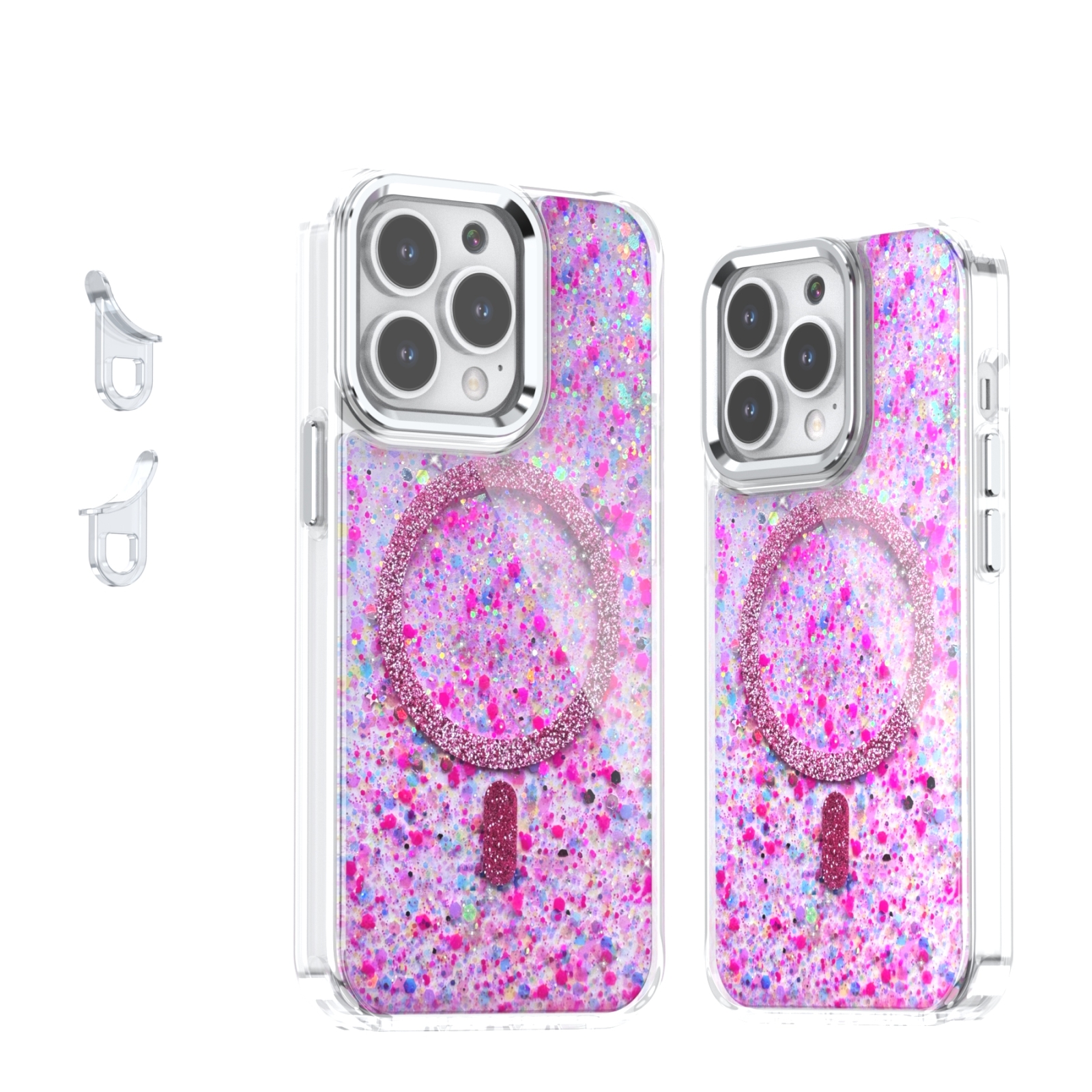 For iPhone 13 Pro Epoxy Glitter MagSafe Magnetic TPU Phone Case(Plum Red) - Shopkiz.com