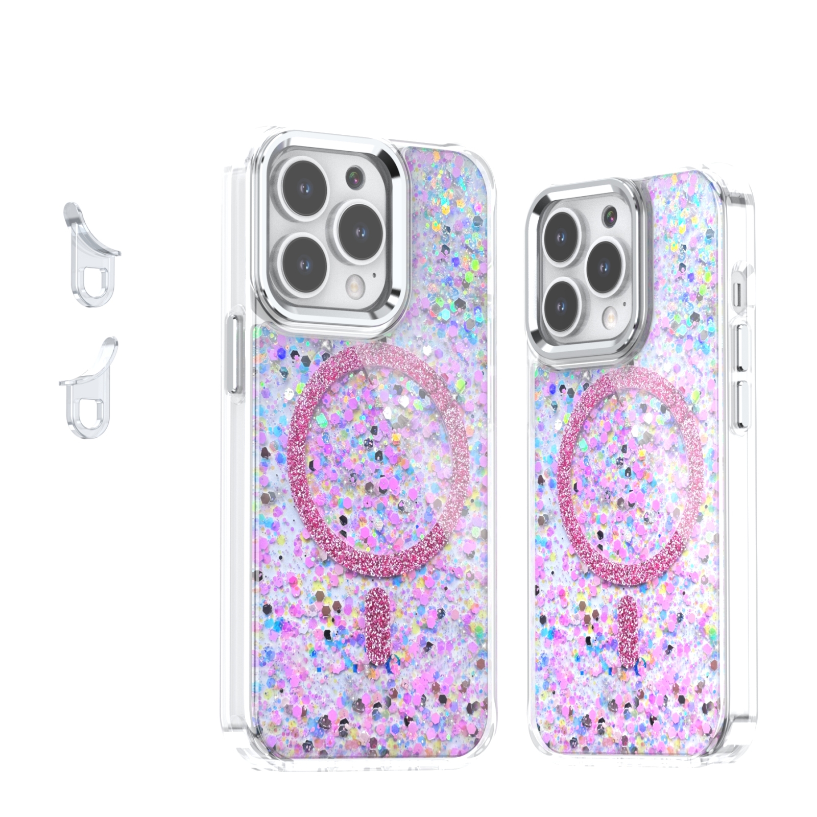 For iPhone 13 Pro Epoxy Glitter MagSafe Magnetic TPU Phone Case(Pink) - Shopkiz.com