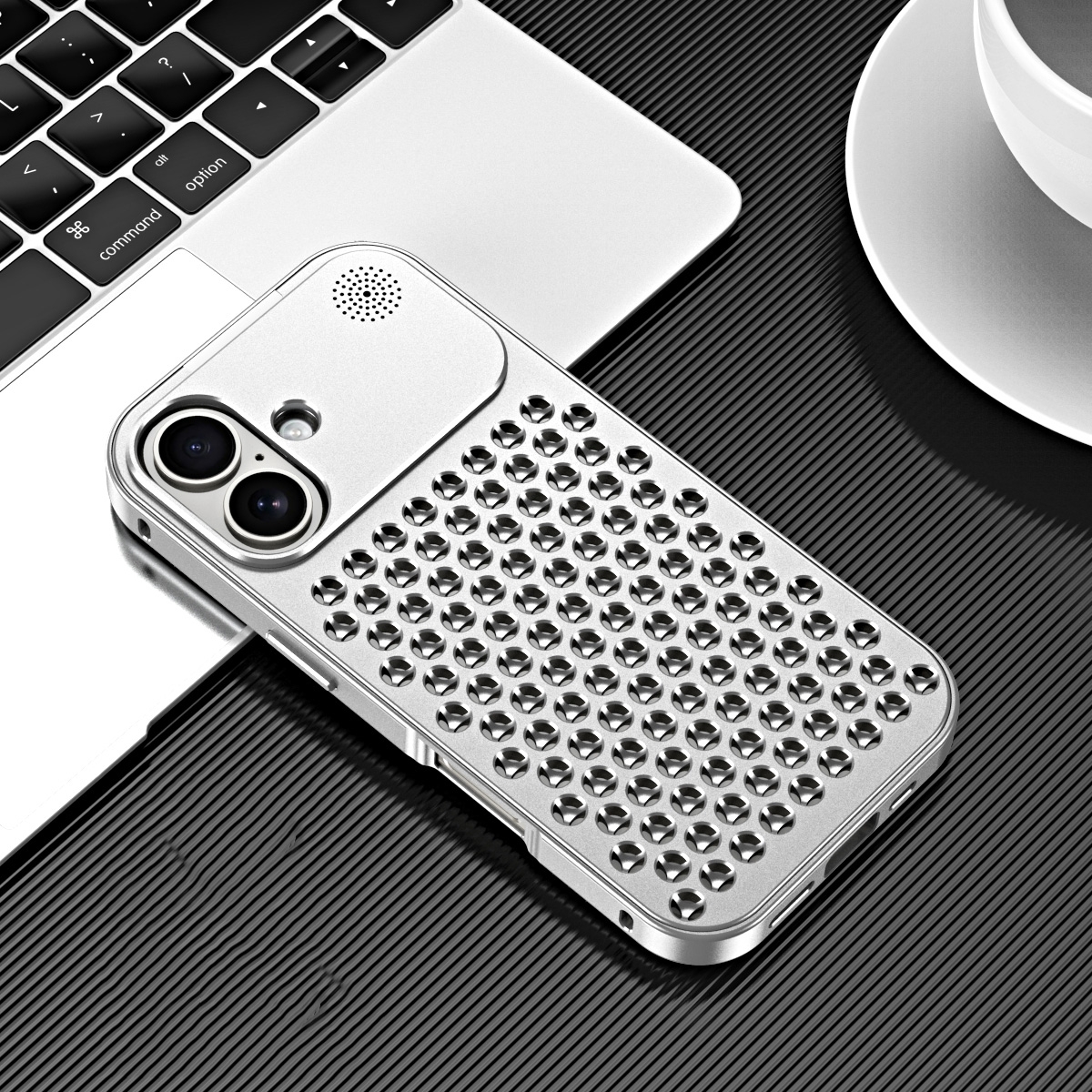 For iPhone 16 Plus R-JUST RJ58 Aromatherapy Metal Cooling Phone Case(Silver) - Shopkiz.com
