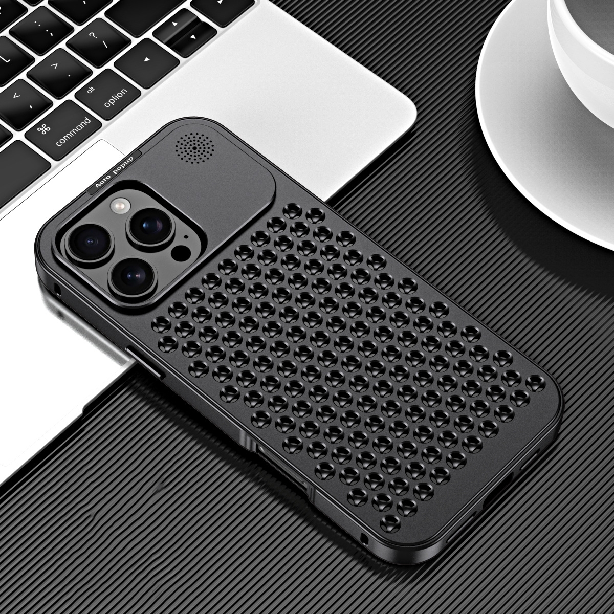 For iPhone 16 Pro R-JUST RJ58 Aromatherapy Metal Cooling Phone Case(Black) - Shopkiz.com