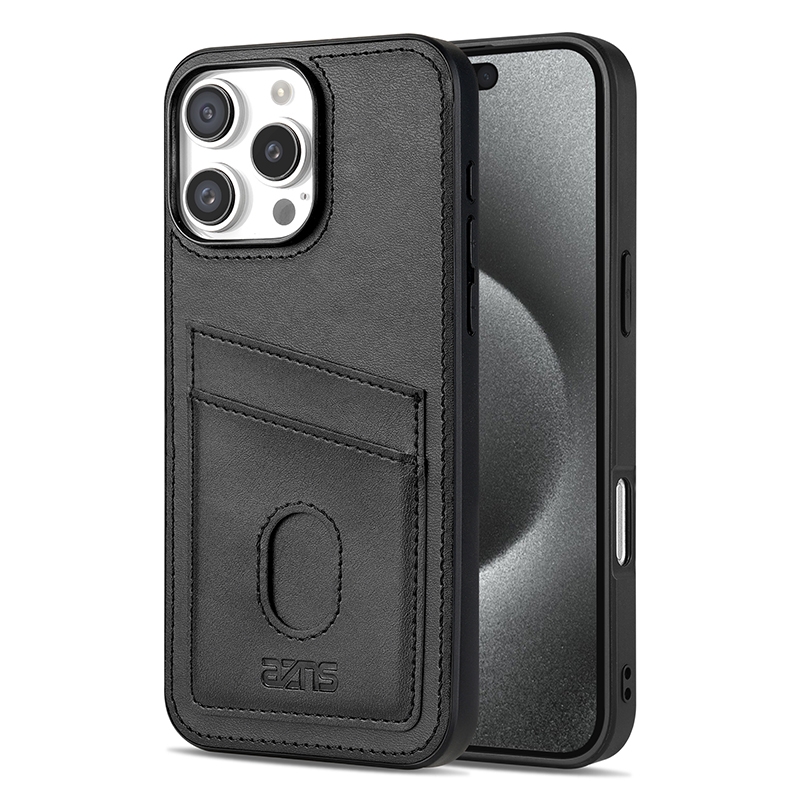For iPhone 16 Pro AZNS K1 Series Card Slot Business Phone Case(Black) - Shopkiz.com