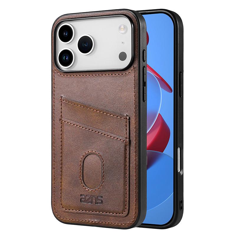 For iPhone 17 Pro AZNS K1 Series Card Slot Business Phone Case(Brown) - Shopkiz.com