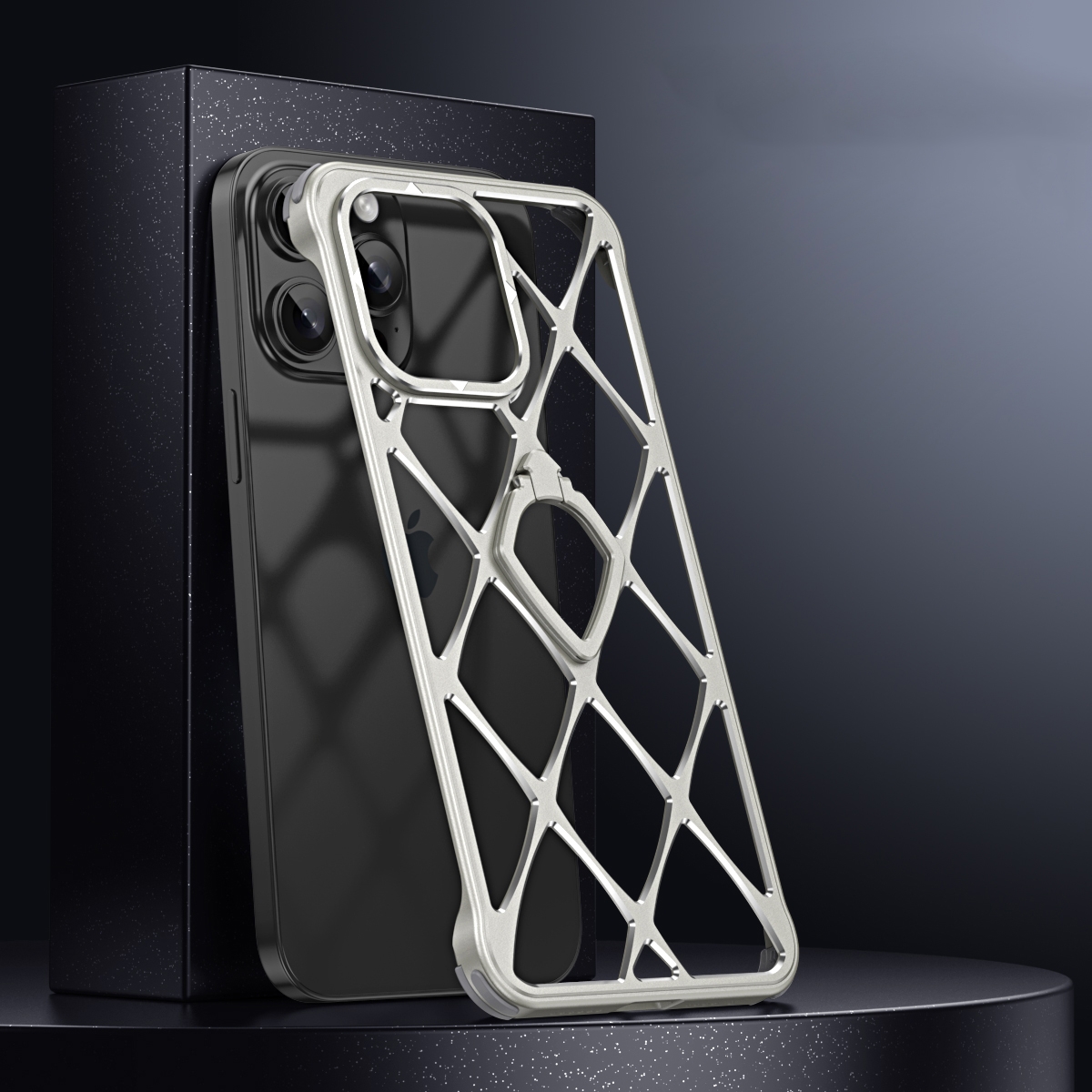 For iPhone 13 Pro Holder Metal Phone Case(Titanium) - Shopkiz.com