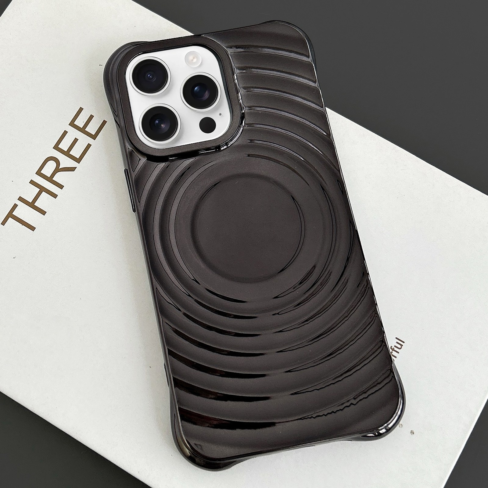 For iPhone 16 Pro Electroplating Wave MagSafe Phone Case(Black) - Shopkiz.com