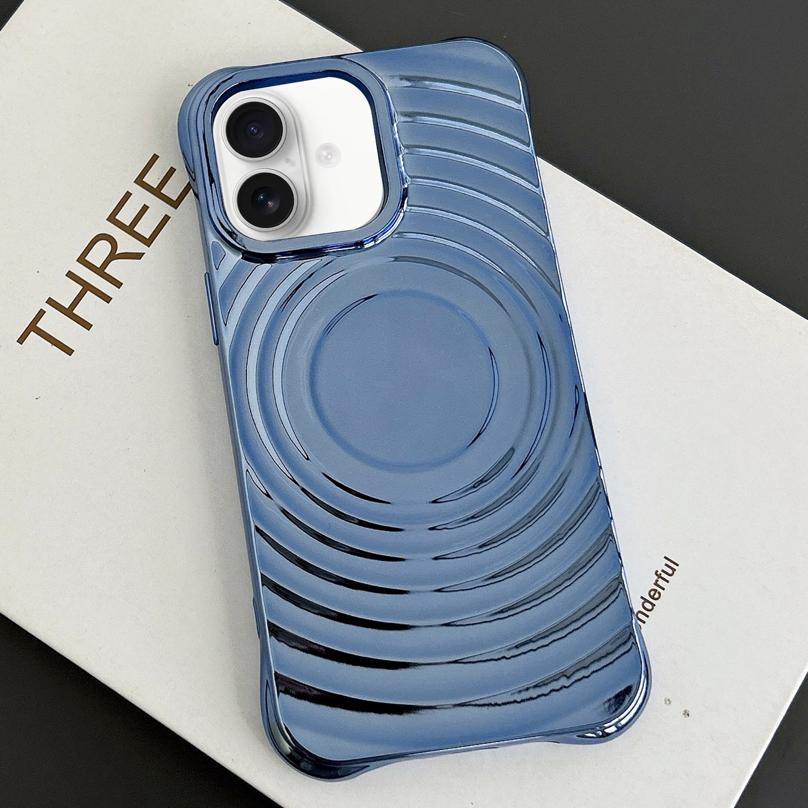 For iPhone 16 Plus Electroplating Wave MagSafe Phone Case(Blue) - Shopkiz.com